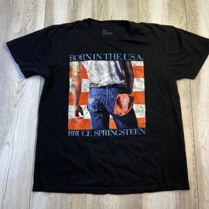 Bruce Springsteen Shirt Mens Large Black Born in The USA Music Band Tour